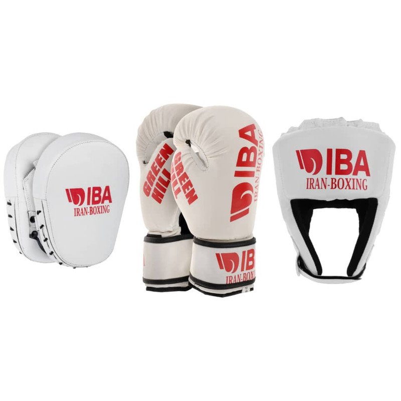 دستکش بوکس گرین هیل مدل aiba pro 2000 به همراه کلاه و میت رزمی بسته 4 عددی